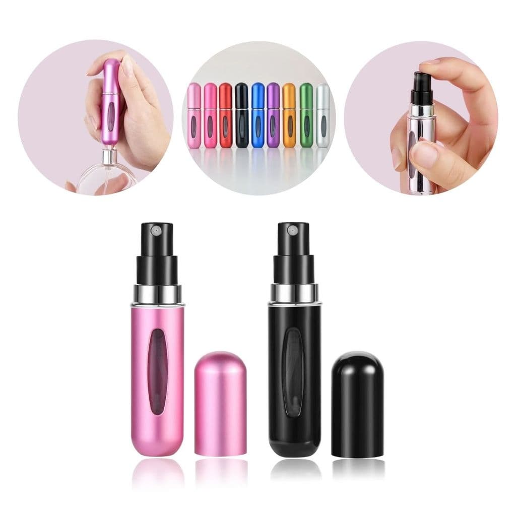 Kit 2 Porta Perfume 5ml Portátil Viagem Bolsa Prático Recarregável Refil Compacto 60 Borrifadas