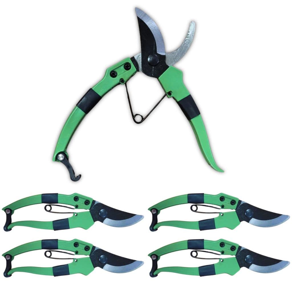 KIT 5 TESOURA DE PODA PARA JARDINAGEM 180MM COM TRAVA E MOLA