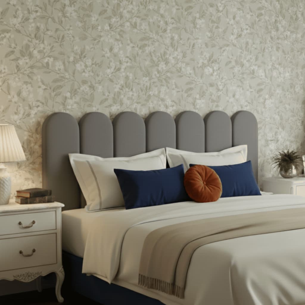 Cabeceira Nuvem Modular 140cm Para Cama Casal Box Cinza Estofada