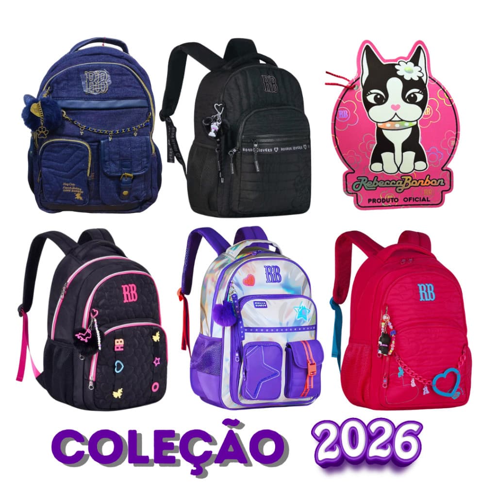 Mochila Costas Rebecca Bonbon Clio Original RB Modelos Coleção Volta as Aulas 2026