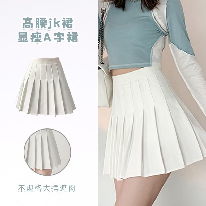 AliExpress saia curta plissada branca cintura alta Casual a linha xadrez estudante saia curta feminina verão Plus Size s