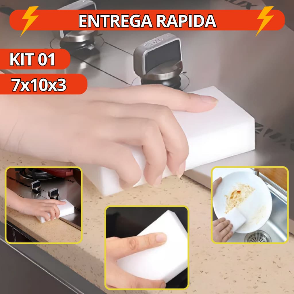Esponja Mágico Esponja de Limpeza Multiuso Reutilizável Removedor Manchas e Odor Comum 7×10×3 cm