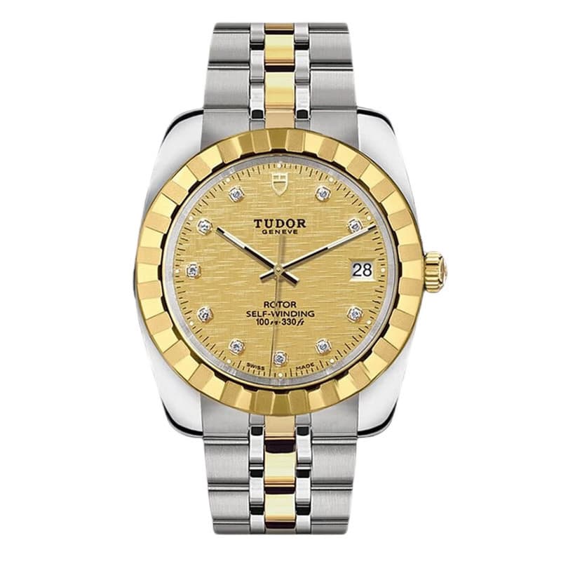 Tudor Classic Series m21013-0010 Sala Mecânica Automática Ouro Relógio Masculino Diamantes
