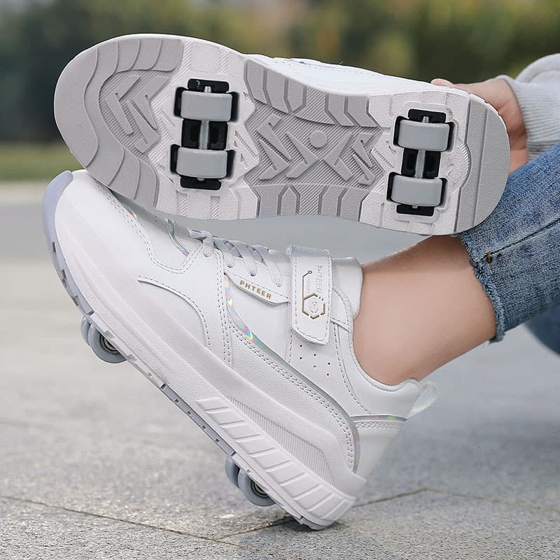 Homens mulheres sapatos de corrida de quatro rodas antiderrapante respirável patins patins esportes ao ar livre sapatos