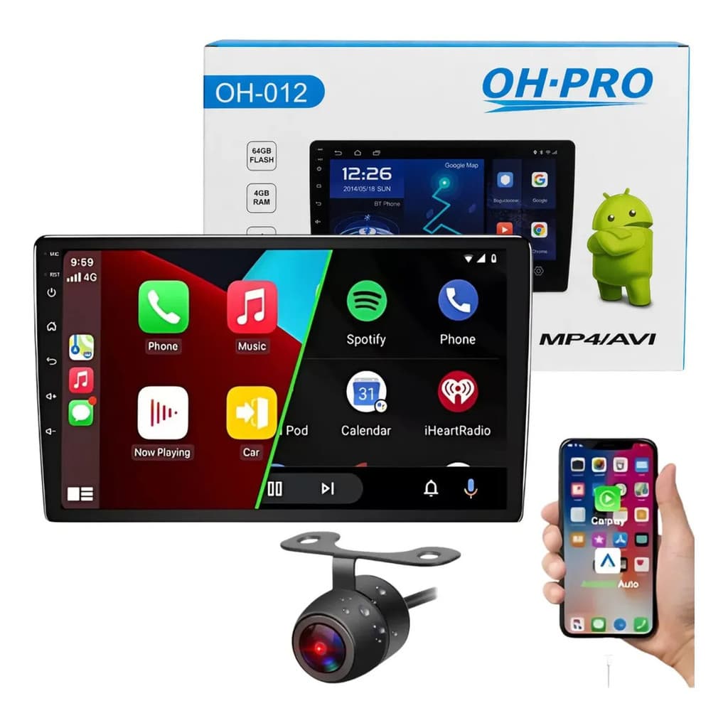 Central Oh-012 9 Pol Carplay Android Auto Com Câmera Ré Hd