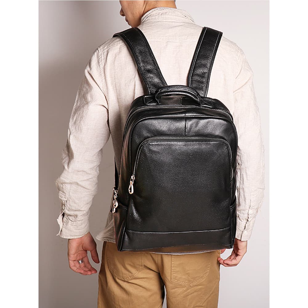 Mochila de couro genuíno dos homens negócios rua Wear saco do computador grande capacidade saco de viagem simples mochil