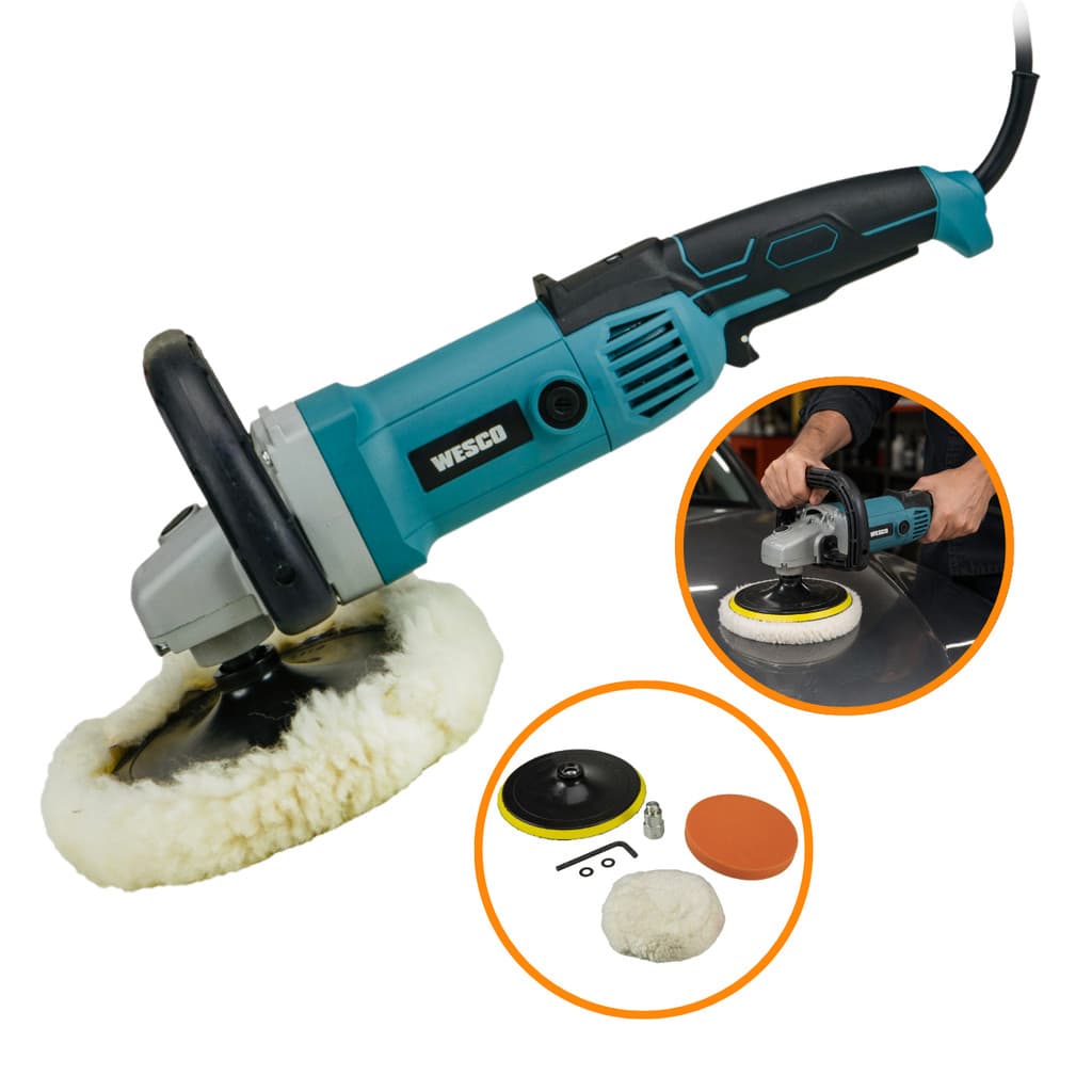 Politriz Lixadeira Profissional Wesco 7 Pol. 1400W Rotativa Velocidade Variável Polimento Automotivo