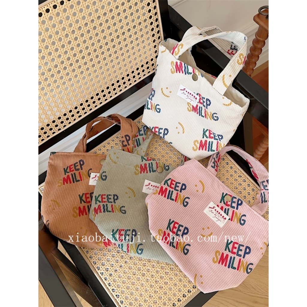 Pequeno coelho branco mesa veludo bonito Casual bolsa de lona mão-transporte bolsa feminina portátil lancheira saco