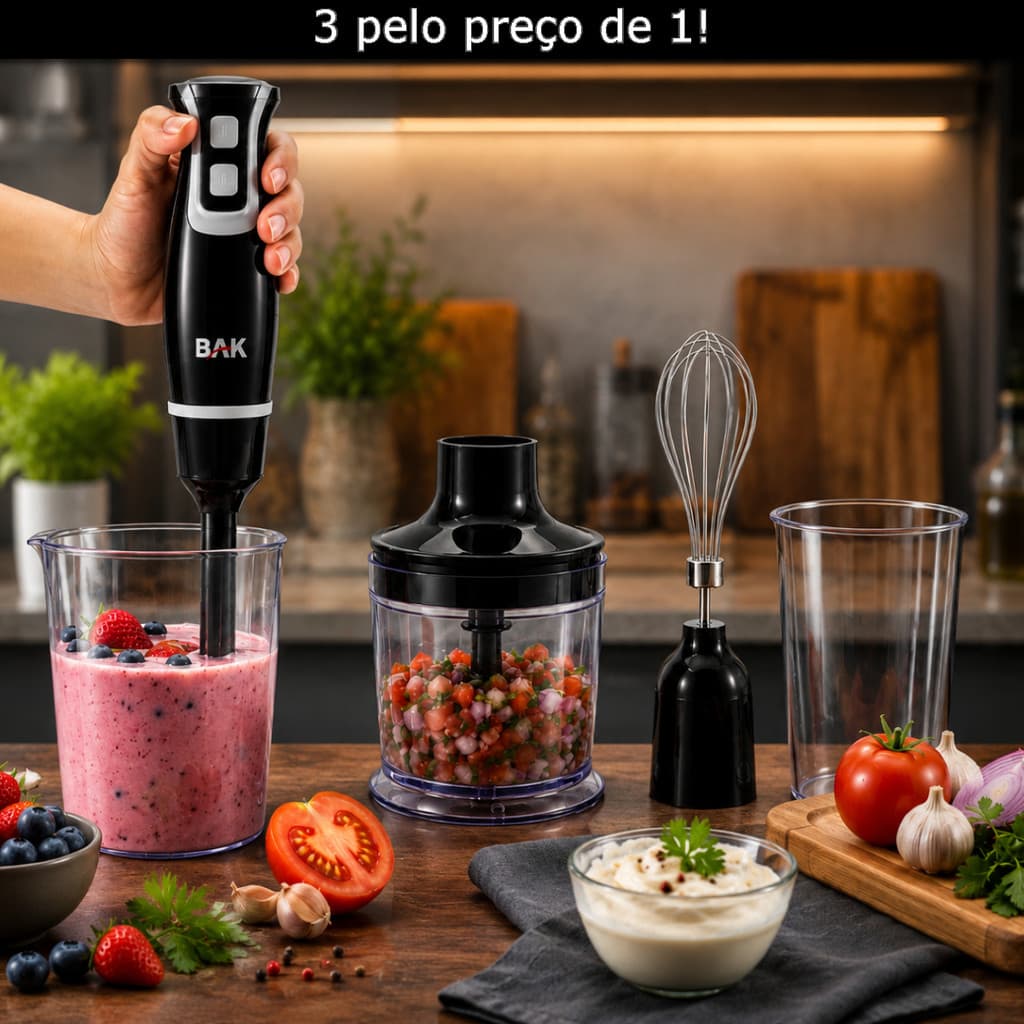 Mixer 3 Em 1 250w Triturador Mixer E Batedor Fouet Compa