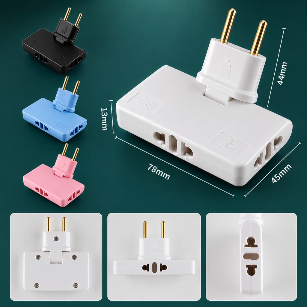 Tomada Benjamin Adaptador de extensão de plug de alimentação 3 em 1 ajustável em 180 graus