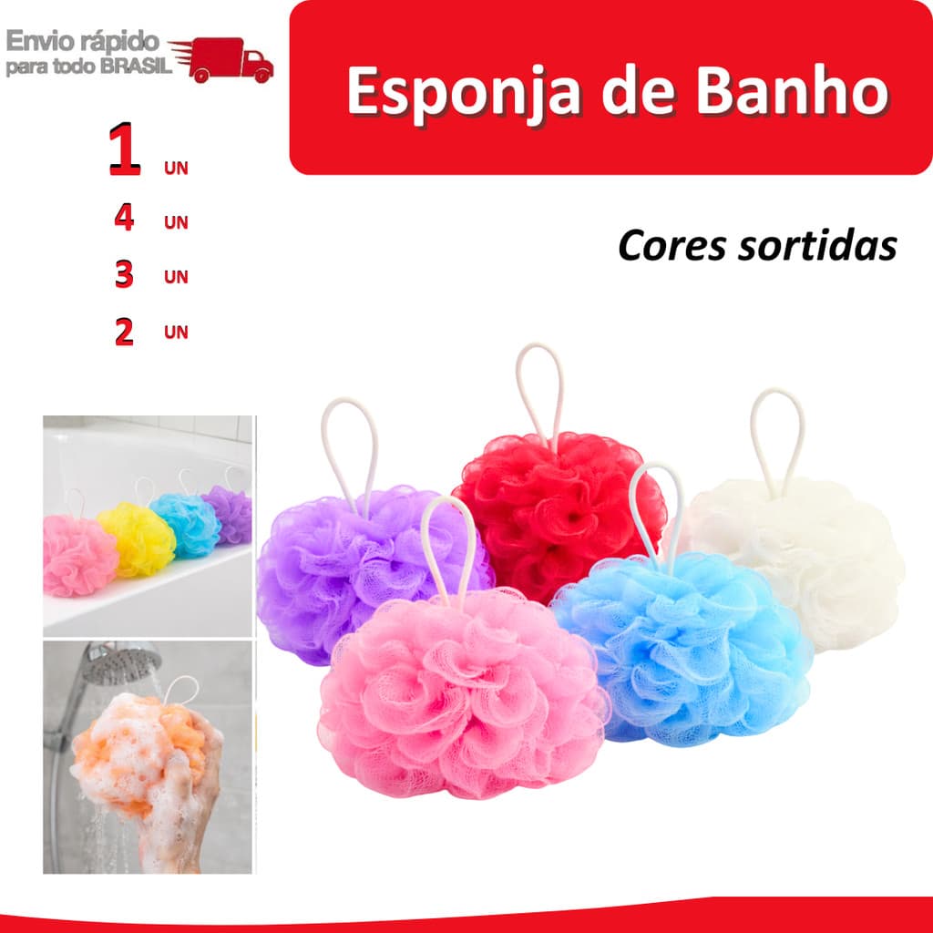 4/3/2/1 Bucha de banho Esponja limpeza agua higiene hidratação chuveiro sabão espuma sabonete