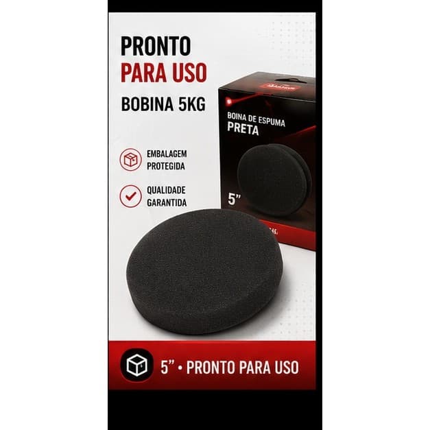 Boina de Espuma Preta 5 polegadas Rotta 376 para Lustro