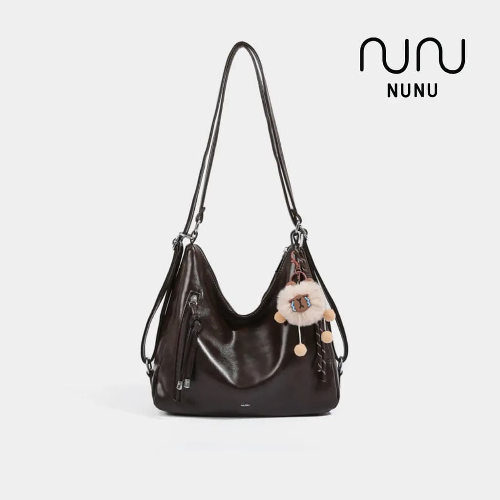 Bolsa NUNU Josie - Bolsa de Ombro e Transversal Feminina de Moda, Múltiplas Compartimentos, Couro PU, Acompanha Chaveiro