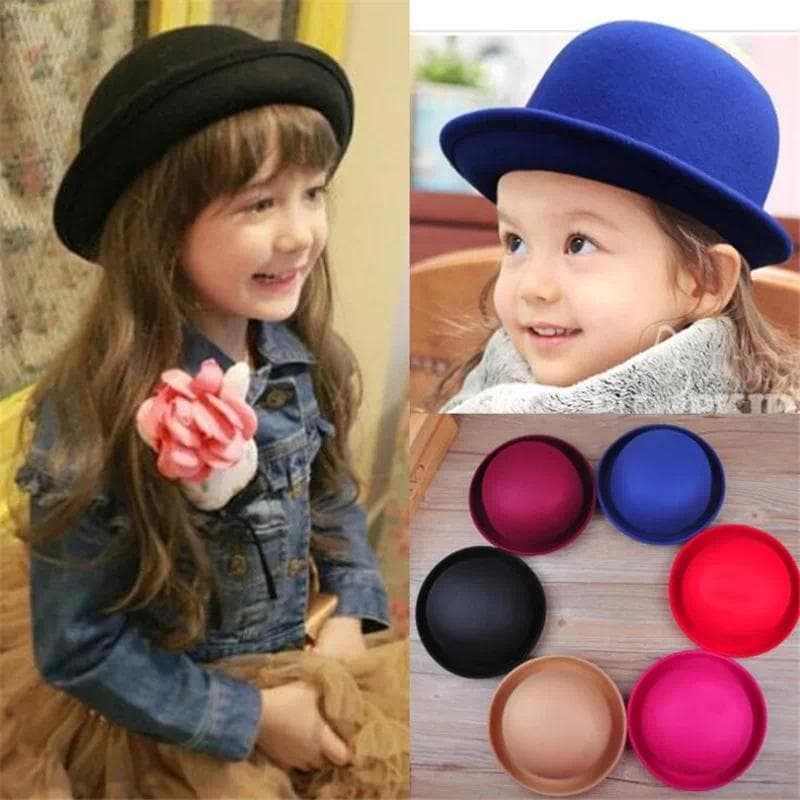 Chapéu Infantil para Menina 52cm, Chapéu de Inverno de Feltro para Crianças Pequenas, Chapéu Fedora Casual de Inverno, S