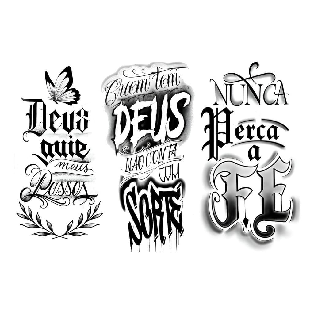 Tatuagem Temporária Frases Fé - 3 Tatuagens Em Uma Cartela