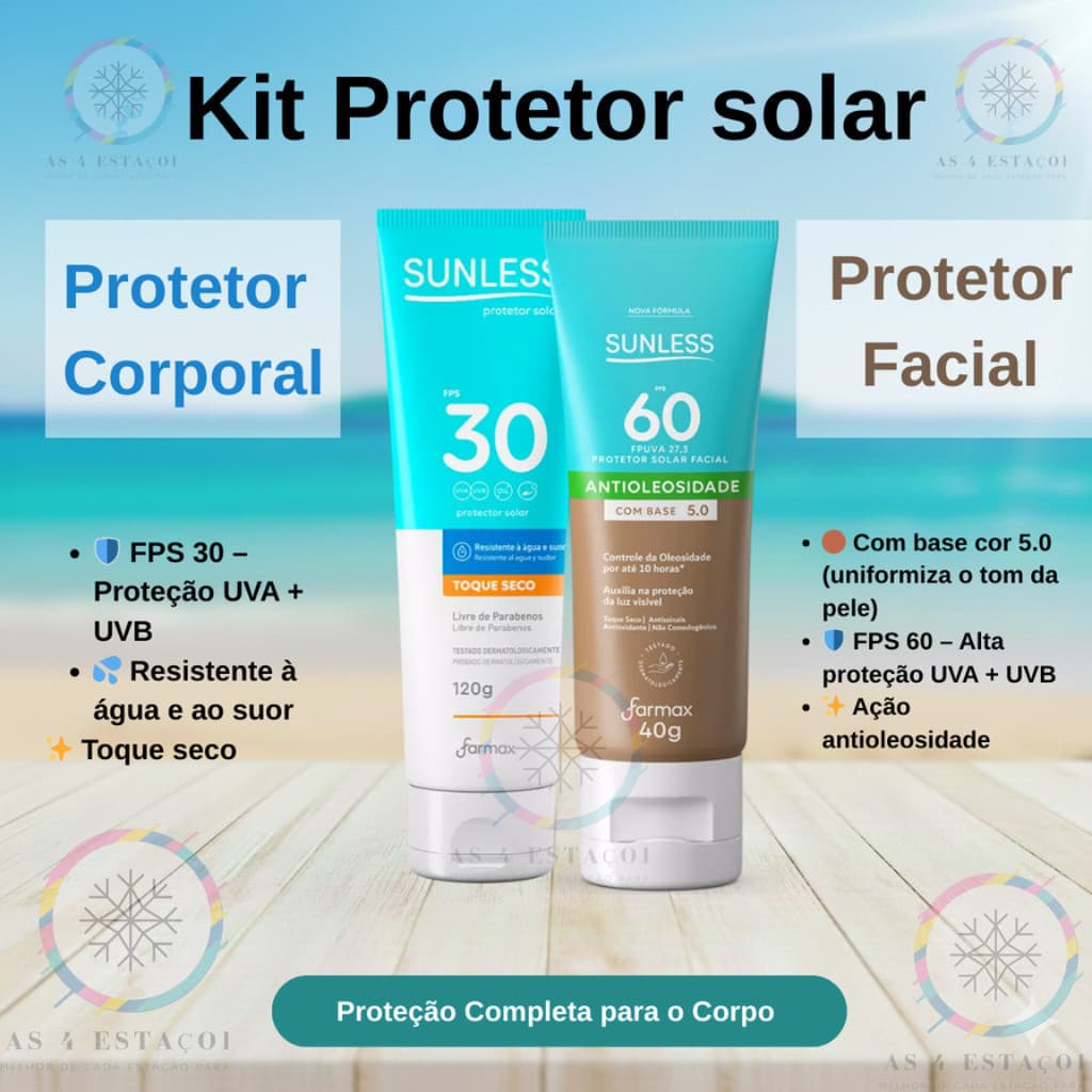 Kit Protetor Solar Facial 5.0  + Protetor Solar FPS 30 De 120g