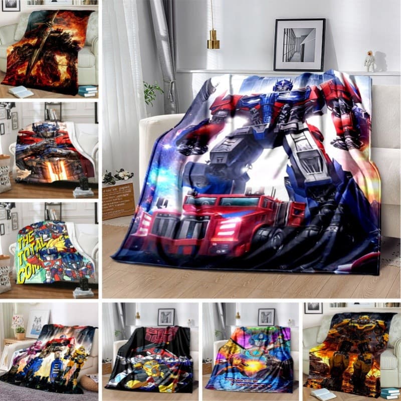 Cobertor de Lã com Personagens de Desenhos Animados Transformers, Leve e Quente para Viagens e Sonecas, Uso Diário PFNC