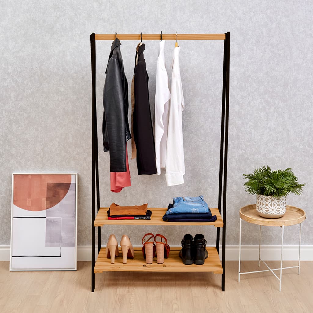 Arara para Roupas Com 2 Prateleiras - Resistente e Prático