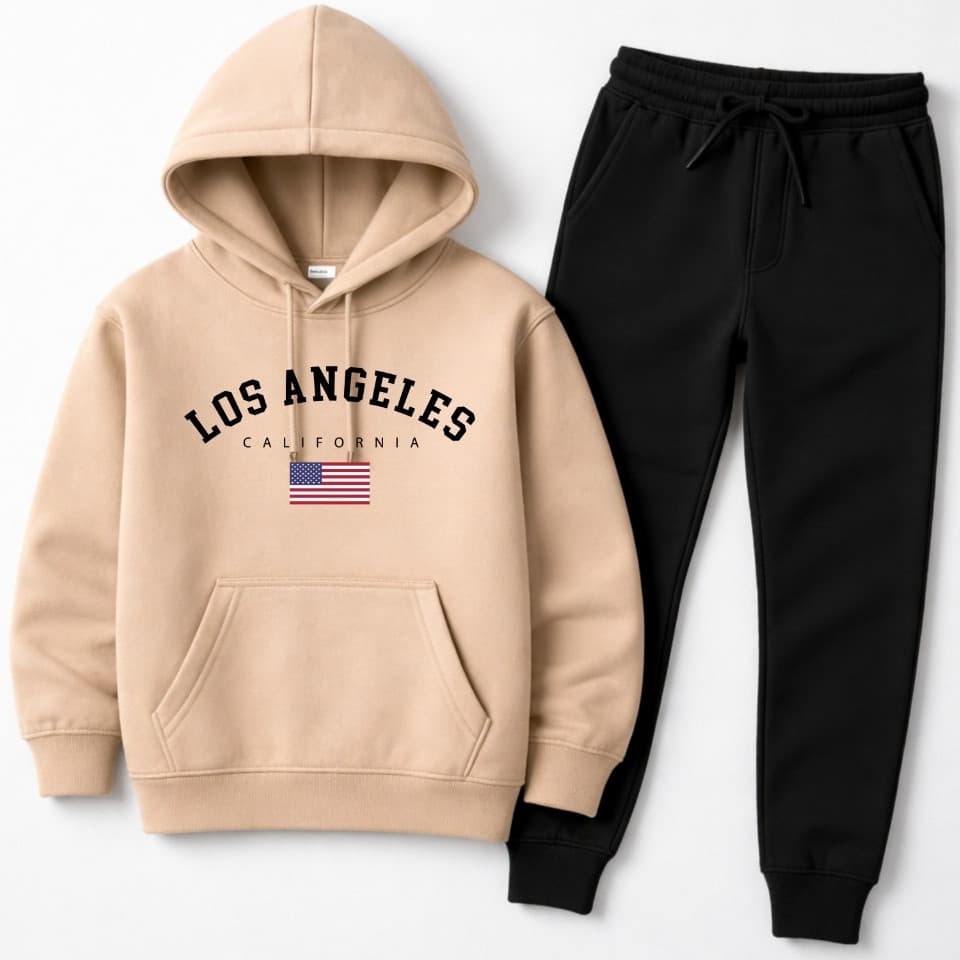 Conjunto Moletom Infantil PREMIUM Flanelado Moletom e Calça Estampado Los Angeles Quentinho Confortável