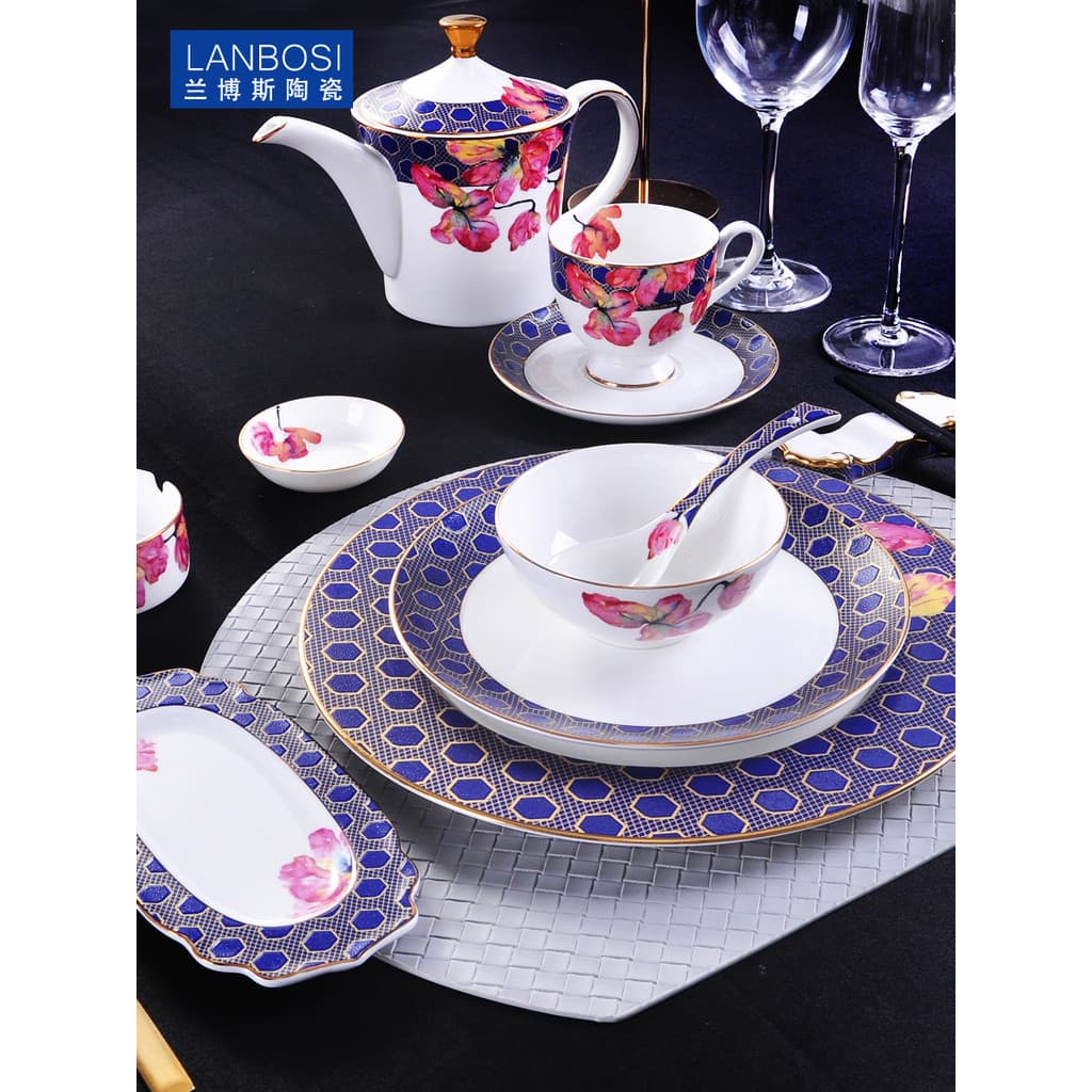 Star-Grade High-End cerâmica Hotel talheres osso china clube pratos caixa de mesa de Catering osso china conjunto prato