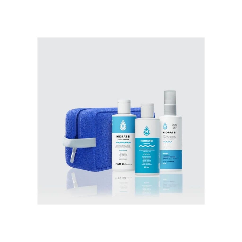 Kit Multifuncional Mini: Shampoo + Condicionador + Spray + Necessaire - Hidratei