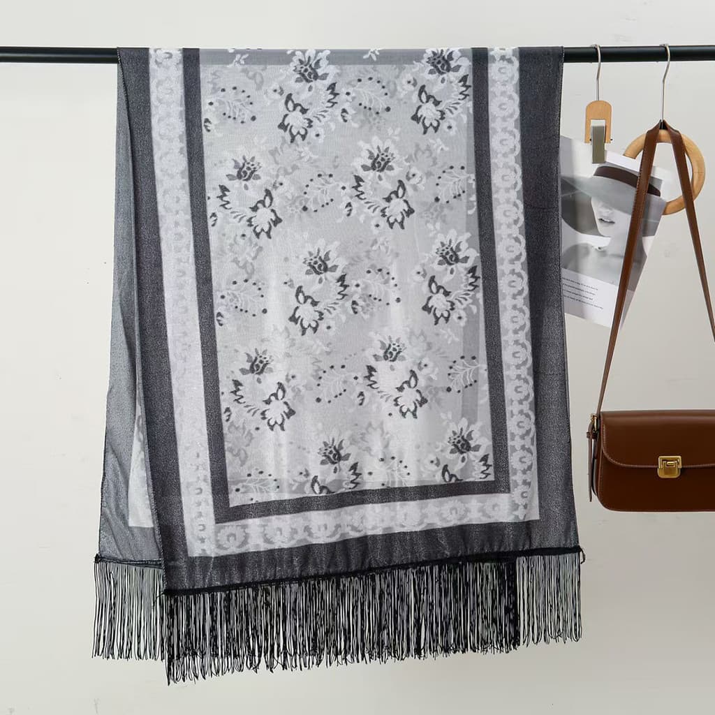 [Nova chegada] Lenço étnico boêmio de veludo manter quente viagem corte flor xale Poker bordado grande xale