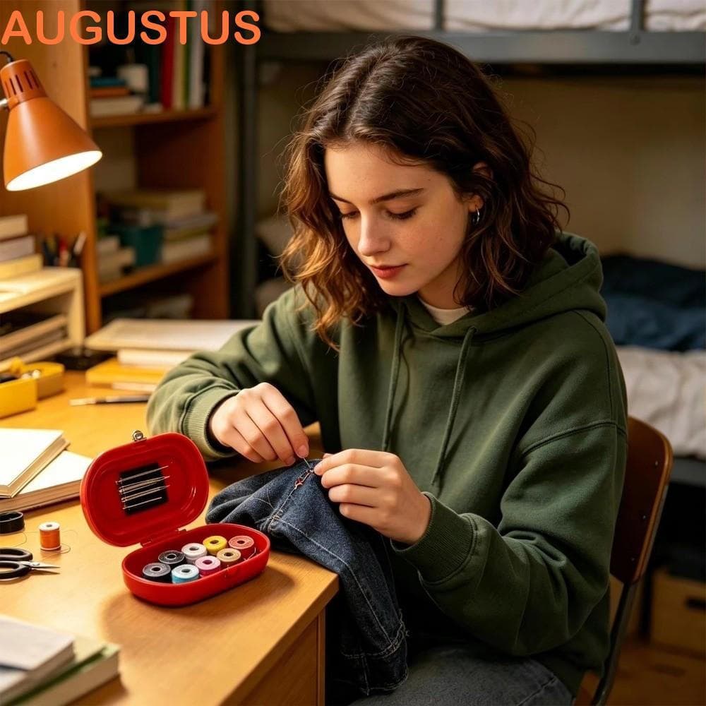 Conjunto De Caixa De Costura DIY AUGUSTUS , Kit De Agulha E Linha De Fita Métrica , Multiuso