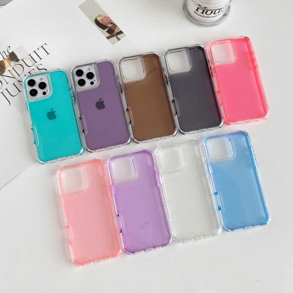Capa Transparente Colorida Para iPhone Anti Impacto Com Proteção de Câmera