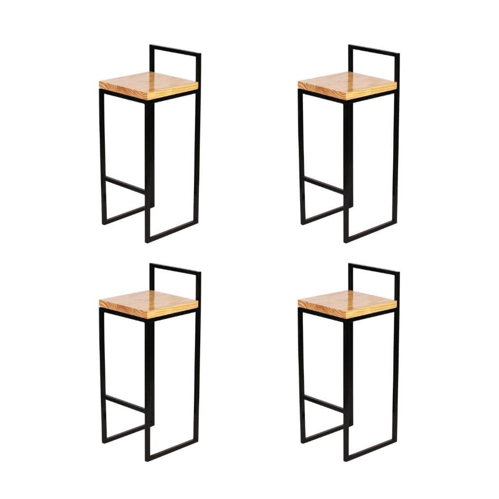 Banqueta Mine Industrial com madeira pinus minimalista