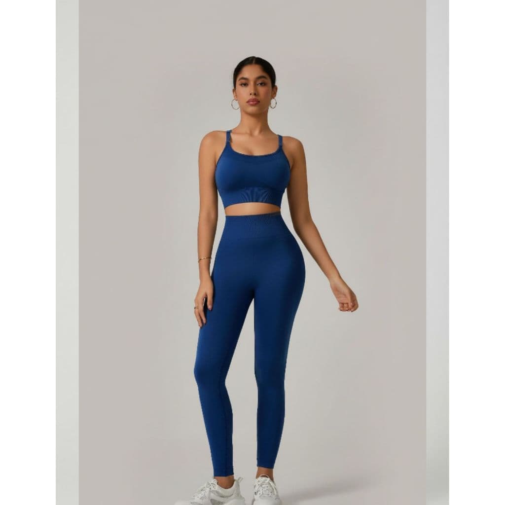 Conjunto Calça e top Poliamida Premium fitness, academia Canelado Sem Empina