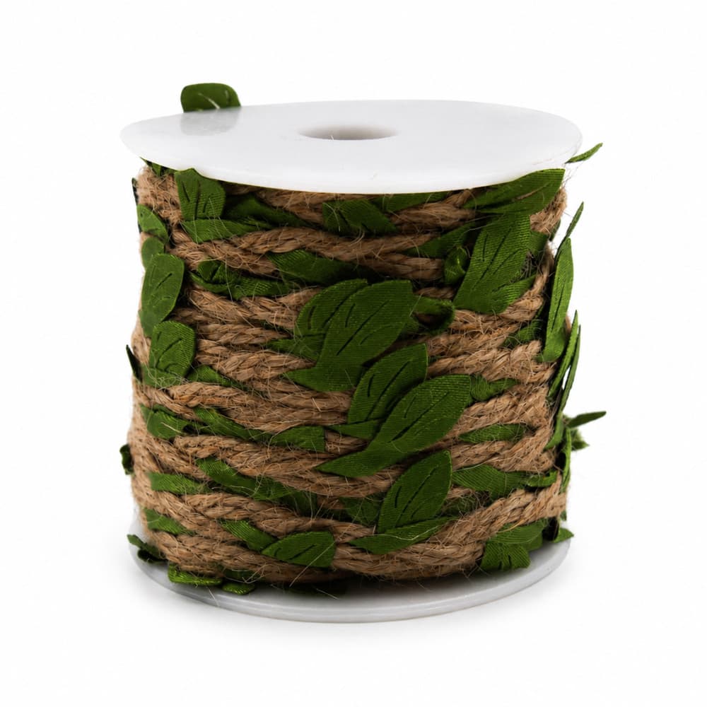 Fita de Sisal com Folhas 10 Metros Artesanato Bijuteria Decoração Rolo Importado
