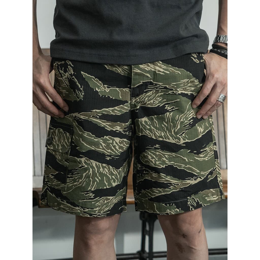 NÃO ESTOQUE Guerra do Vietnã Americano Retro TCU Algodão Puro Tecido Verificado Militar Solto Padrão Tigre Camuflagem Sh