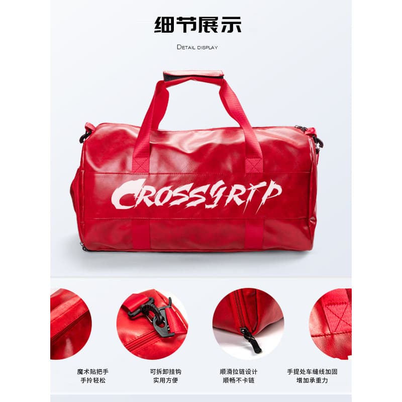 CROSSGRIP Gaman Bolsa de ginástica PU de grande capacidade Bolsa de viagem de negócios Bolsa de ombro portátil de couro