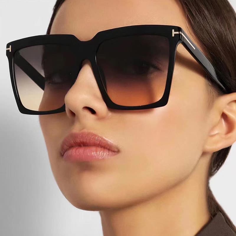 Óculos de Sol Femininos Oversize Vintage Óculos de Sol Femininos Pretos com Gradiente Óculos Femininos Masculinos Oculos
