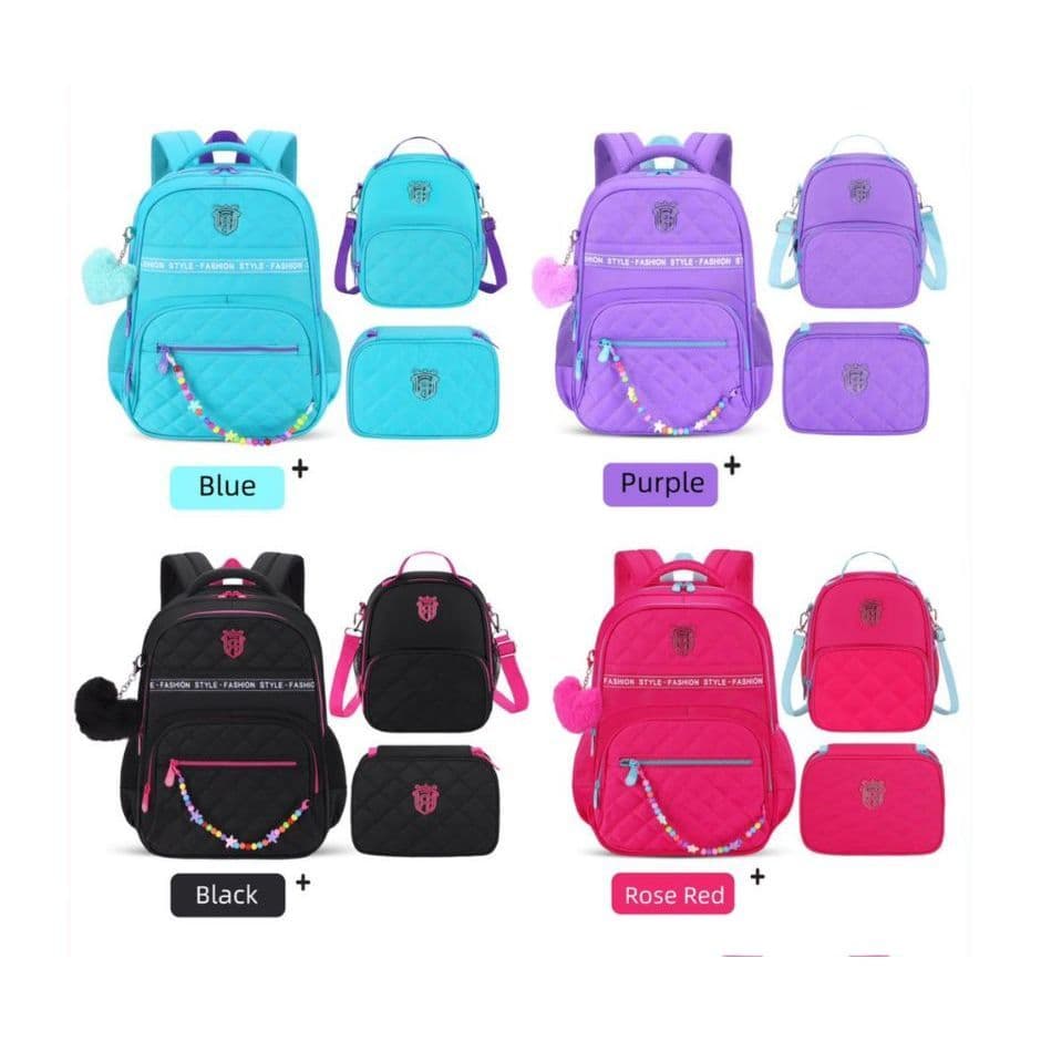 kit Mochila Lancheira térmica Estojo Box Feminina Infantil Juvenil Coração