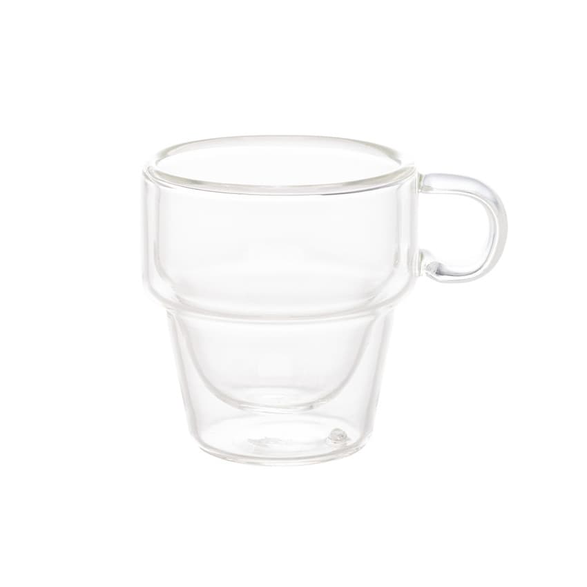 Jogo de xícaras para café em vidro empilháveis parede dupla Wolff 90ml 2 peças