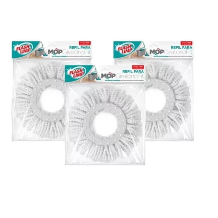 Refil De Microfibra Para Mop Giratorio Fit Kit  C/3 RMOP5011 Original Flash Limp