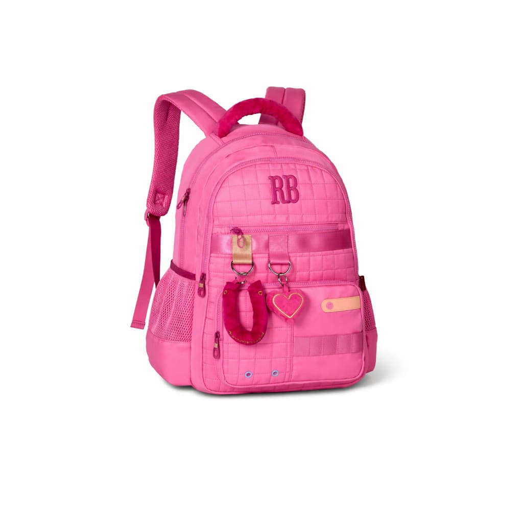 Mochila Rebecca Bonbon Com Chaveiro de Pelinho Juvenil Rosa Roxo Azul Clio