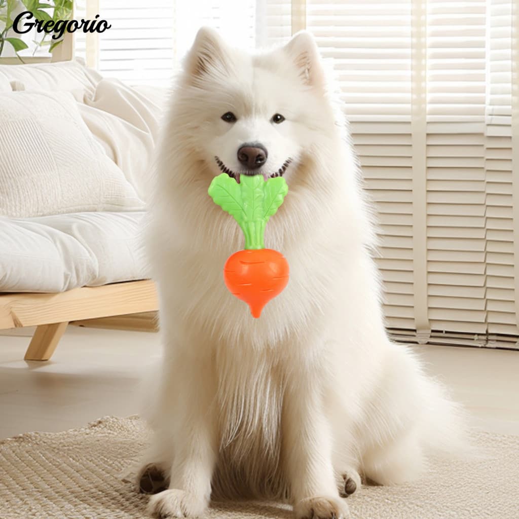 Non-toxic Dog Chew Toy Squeaky Radish – Durable Rubber Puppy Teething Fetch for Dogs Boredom Relief Healthy Chewing Pe