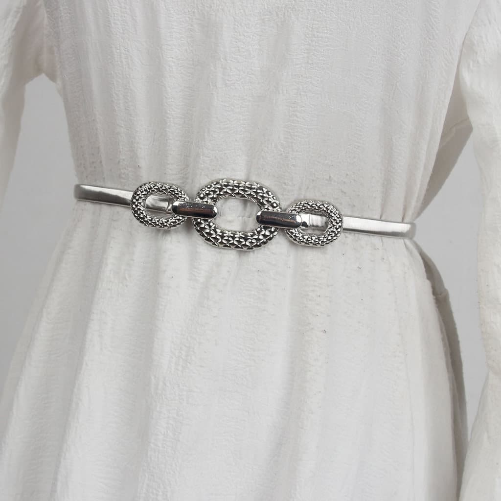 Cinto elástico de Metal feminino fino ouro prata corrente de cintura com saia vestido decoração primavera cinto de corre