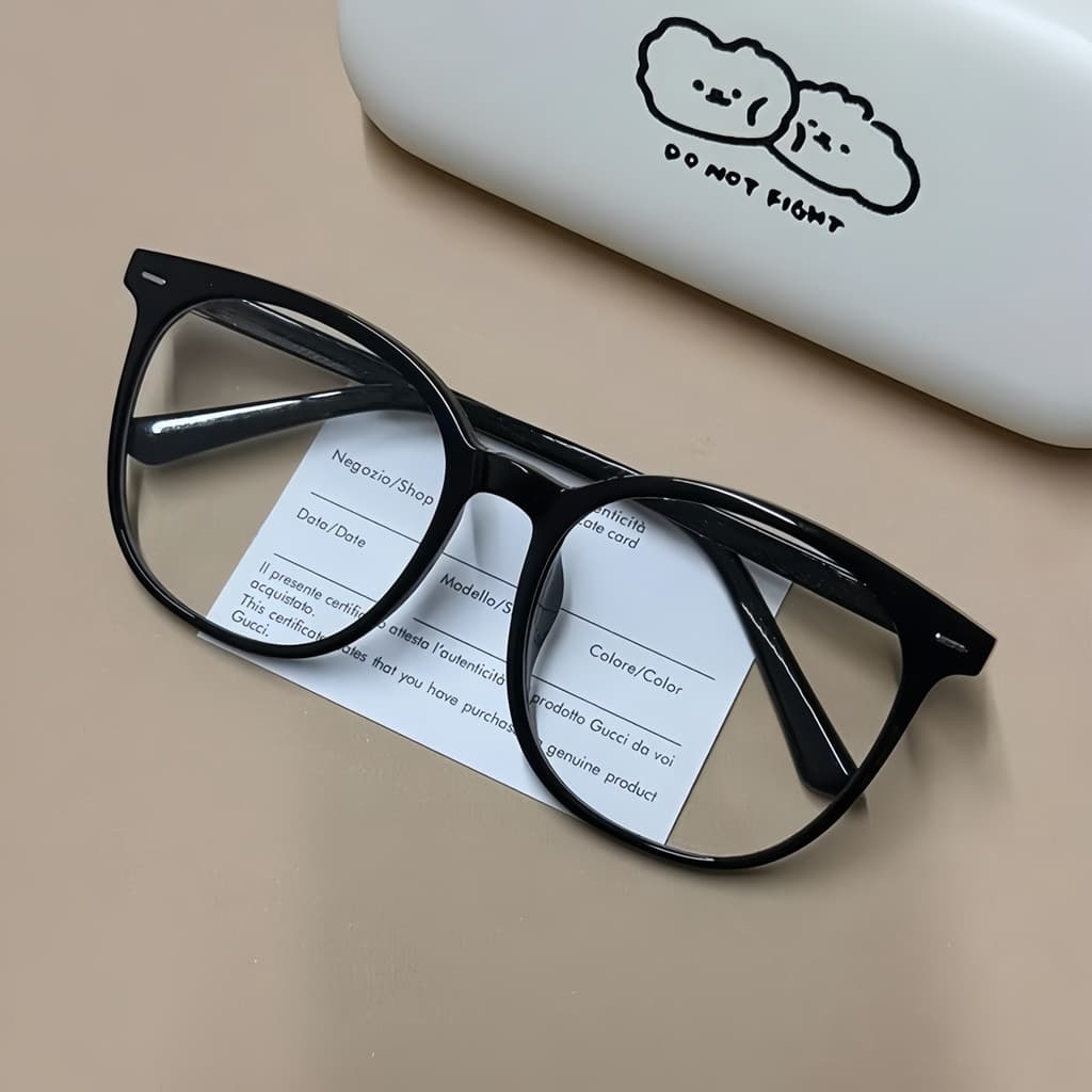 Armação preta óculos de rosto liso miopia feminina pode ser equipado com grau preto armação grande Anti-azul luz simples