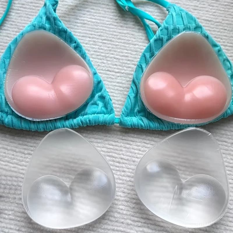 2/4 Pçs Novo Peito Sutiã Pegajoso Para Biquíni Engrossar Esponja Almofadas Push Up Silicone Inserções Removíveis Maiô In