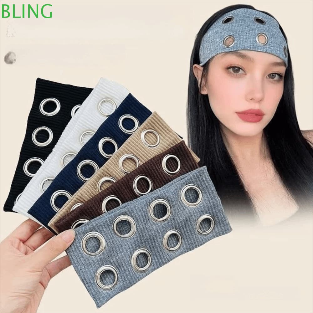 BLING Elástico Bandana , Tecido De Metal Buraco Redondo Oco Esportes Sweatband Faixa De Cabelo