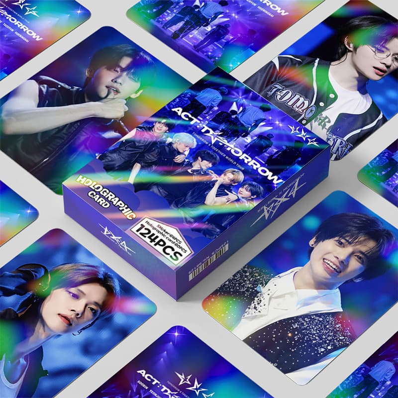 124 Peças/Caixa Cartões Fotográficos TXT Holográficos Adesivos LOMO KPOP YEONJUN HUENINGKAI BEOMGYU SOOBIN TAEHYUN Adesi