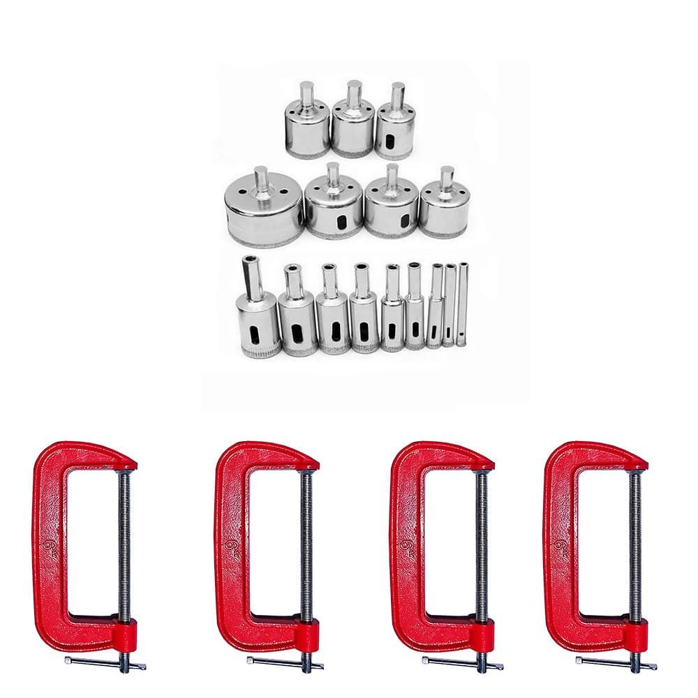 Kit 16 Serra Copo P Cerâmica + 4 Grampos Sargento Tipo C 4''