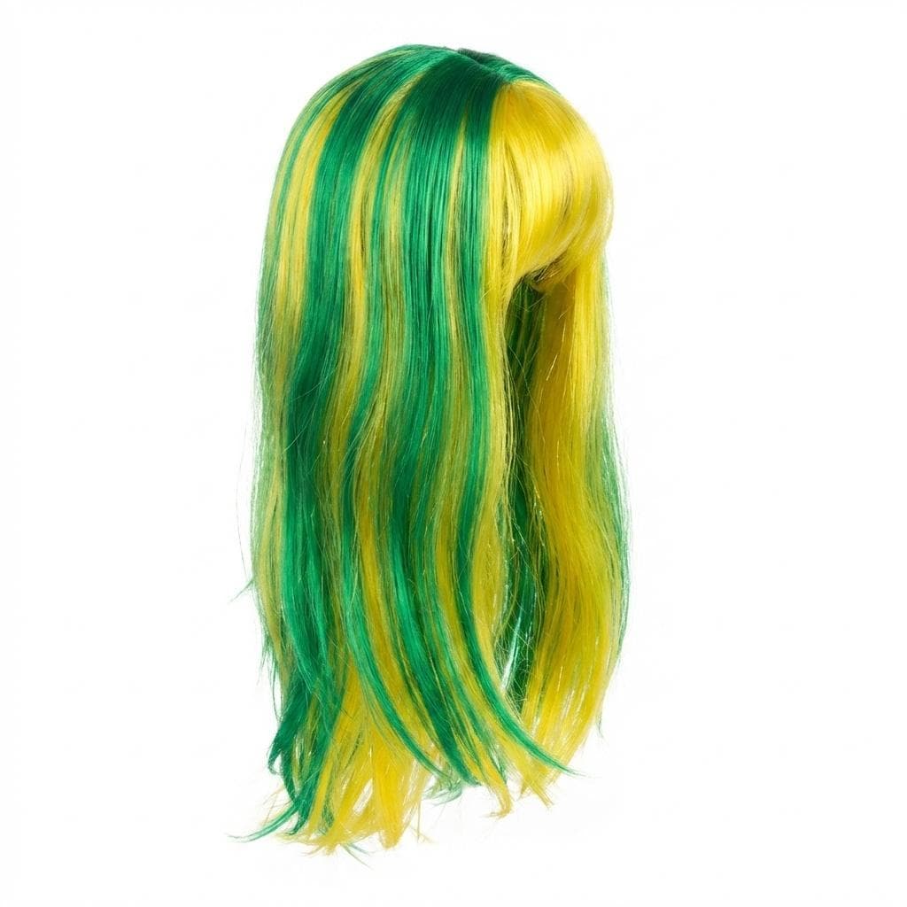 Peruca Longa Lisa Brasil Verde e Amarelo