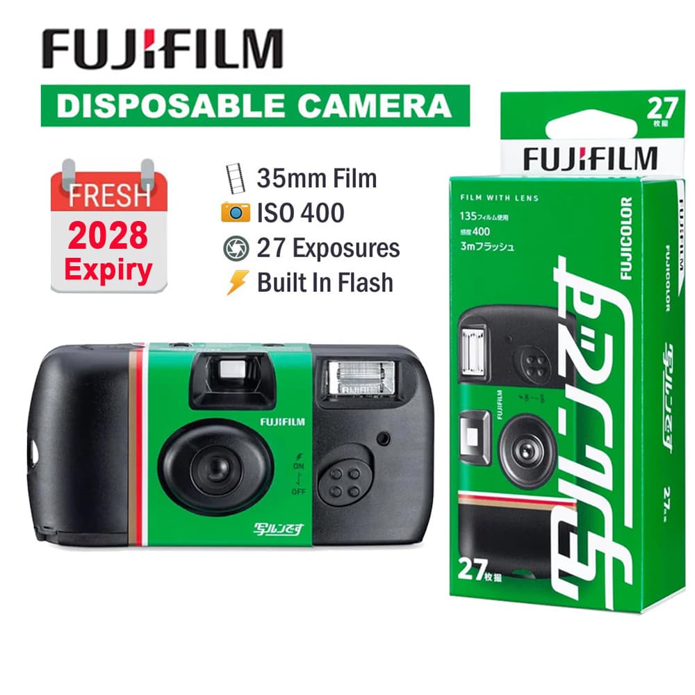 [Val. 2028] Câmera Descartável Fujifilm Simple Ace 35mm ISO 400 c/ Flash – 27 Poses