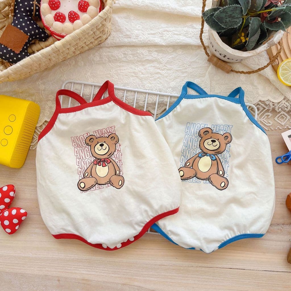 2022 novo estilo bebê verão urso estilingue triângulo macacão recém-nascido barriga dos desenhos animados moda estilo fi