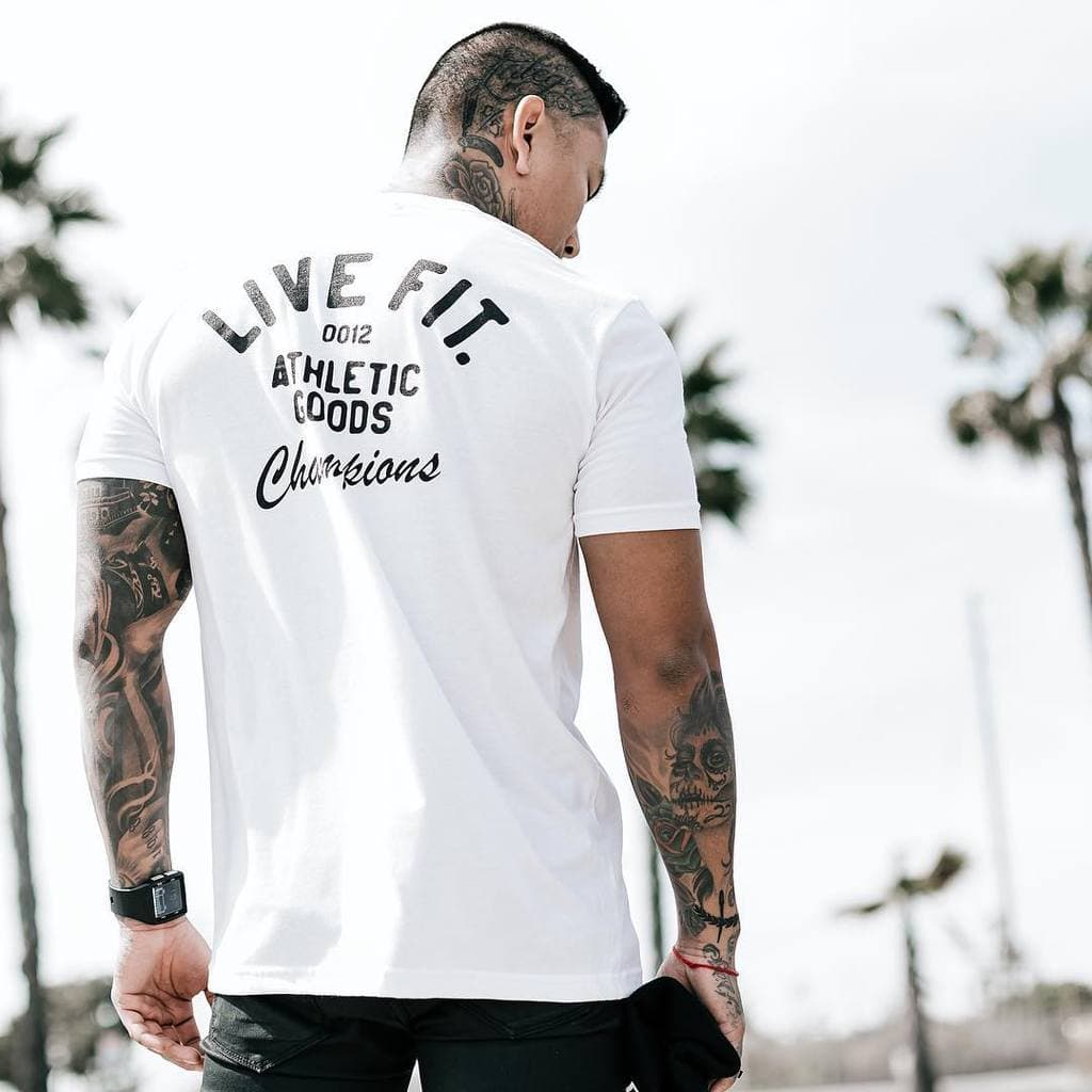 Músculo roupas de Fitness calças masculinas correndo roupas esportivas de manga curta magro-ajuste camiseta irmão treina