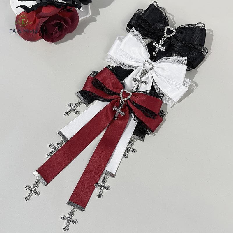EA & Moda Gótico Lolita Estilo Grampo De Cabelo Bla Fita Arco Grampos Elegantes < Preste >